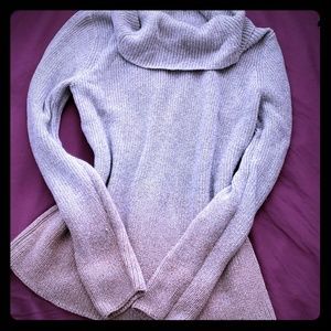 Silver and rose gold knit turtleneck sweater